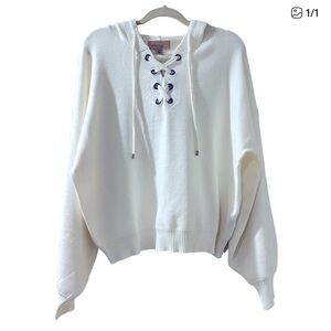 Philosophy Cream Lace-Up Hoodie